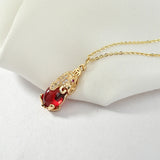Retro Fox Head Garnet Pendant Necklace