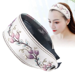 French Embroidered Flower Headband for Women