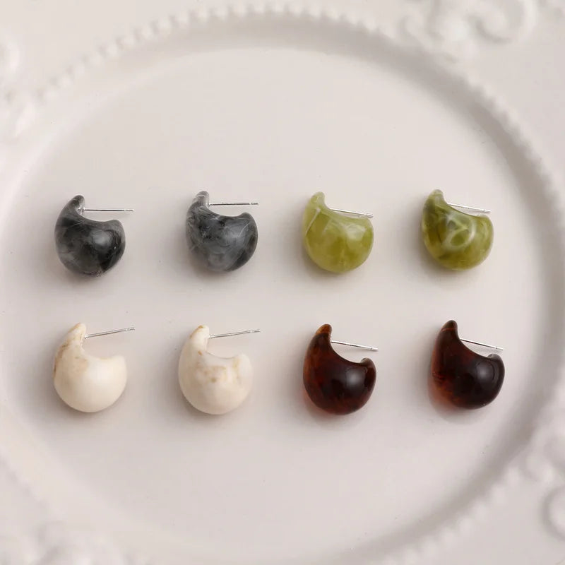 French Oil Painting Texture Resin Stud Earrings DIY Jewelry Material