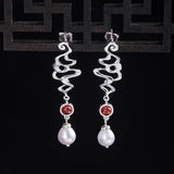 Chinese Style Cloud Drop Earrings 925 Sterling Silver EH090