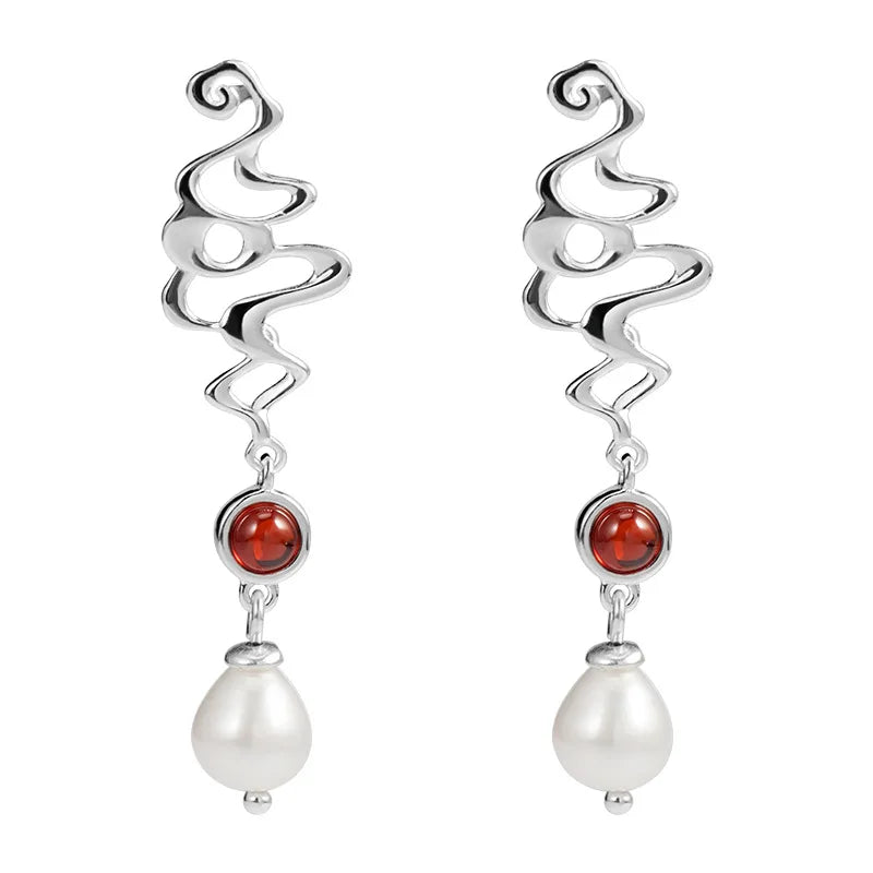 Chinese Style Cloud Drop Earrings 925 Sterling Silver EH090