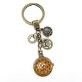 Vintage Gears & Time Gem Clock Keychain Retro Accessory