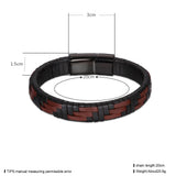 Brown Braided Leather Bracelet Men Magnetic Clasp Stainless Steel Jewelry