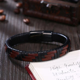 Brown Braided Leather Bracelet Men Magnetic Clasp Stainless Steel Jewelry