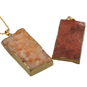 Geometric Dyed Natural Druzy Crystal Pendant Charms for Jewelry Making