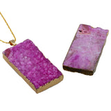 Geometric Dyed Natural Druzy Crystal Pendant Charms for Jewelry Making