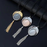 Geometric Tassel Pendant Necklace Long Chain Neck Jewelry