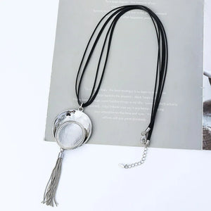 Geometric Tassel Pendant Necklace Long Chain Neck Jewelry