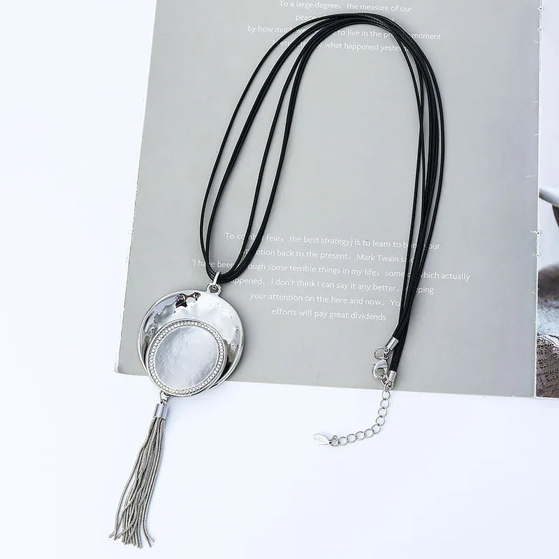 Geometric Tassel Pendant Necklace Long Chain Neck Jewelry
