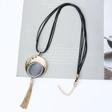 Geometric Tassel Pendant Necklace Long Chain Neck Jewelry