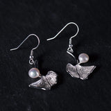 925 Silver Ginkgo Leaf Piercing Earrings with Freshwater Pearl EH113
