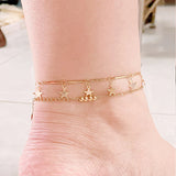 Retro Chain pearl Ankle Bracelet star tassel anklet Set For Women Accessories