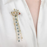 Retro Ingot Tassel Brooch Pearl Women Flower Weddings