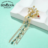 Retro Ingot Tassel Brooch Pearl Women Flower Weddings