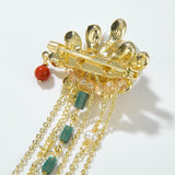 Retro Ingot Tassel Brooch Pearl Women Flower Weddings