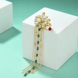Retro Ingot Tassel Brooch Pearl Women Flower Weddings