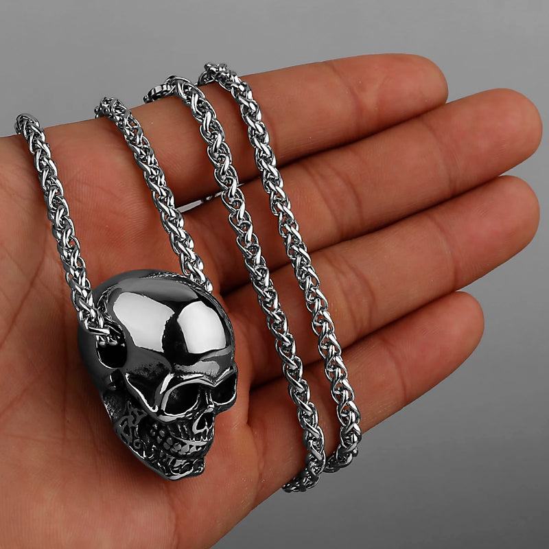 Gothic Skull Titanium Pendant Necklace Men's Jewelry