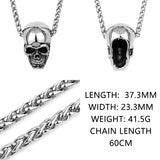 Gothic Skull Titanium Pendant Necklace Men's Jewelry