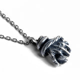 Gothic Snake Hand Pendant Men's Silver Necklace