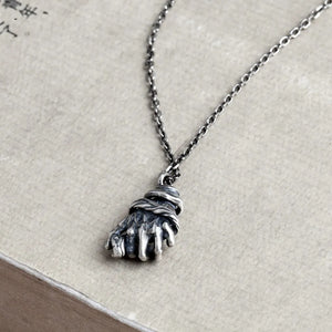 Gothic Snake Hand Pendant Men's Silver Necklace
