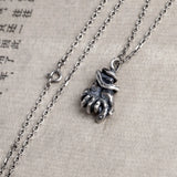 Gothic Snake Hand Pendant Men's Silver Necklace