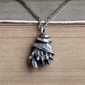 Gothic Snake Hand Pendant Men's Silver Necklace