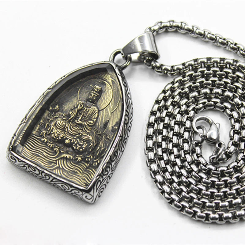 Retro Guanyin Bodhisattva Pendant Men's Necklace