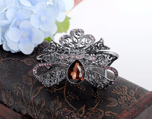 Crystal Bow Rhinestone Hair Claw Clips Retro Hair Jewelry