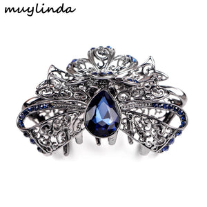 Crystal Bow Rhinestone Hair Claw Clips Retro Hair Jewelry