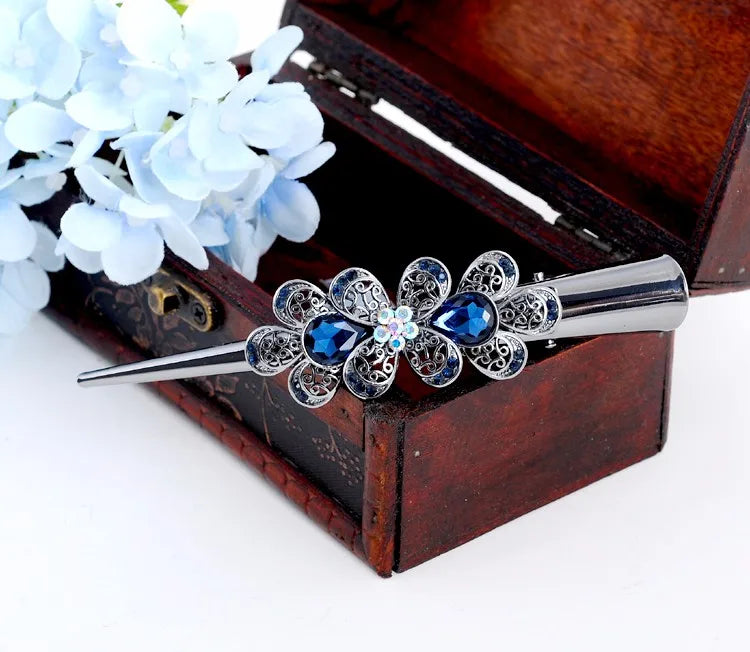 Retro Rhinestone Crystal Flower Hairgrips Hair Clips Women Hair Accessories