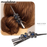 Retro Rhinestone Crystal Flower Hairgrips Hair Clips Women Hair Accessories