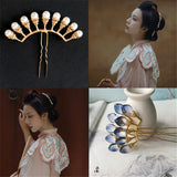 Retro Hair Sticks Pearl Row Hairpin Kimono Hair Accessories