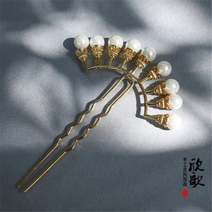 Retro Hair Sticks Pearl Row Hairpin Kimono Hair Accessories