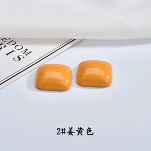 Retro Half Pill Resin Square Solid Patch Ear Nail Ring