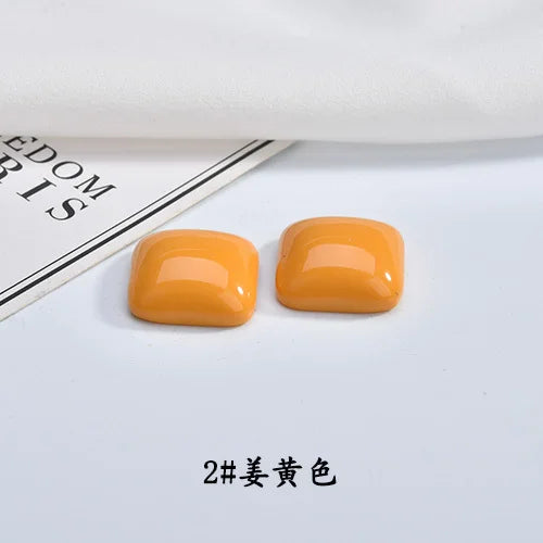 Retro Half Pill Resin Square Solid Patch Ear Nail Ring