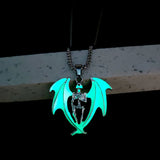 Glow Skull Head Flame Wings Men's Pendant