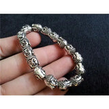 Tibetan Silver Buddha Head Beads Bracelet for Women