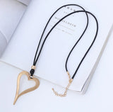 Retro Heart Pendant Necklace Long Chain Girls Birthday