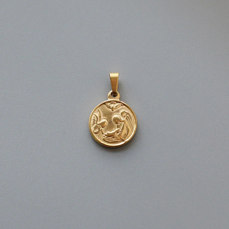 Retro Heart Rose Sun Cross Small Plane Square Queen Single Pendants
