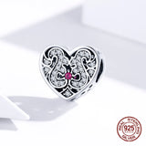 Heart Shape Love Charm for Bangle Bracelet Sterling Silver DIY Gift