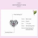Heart Shape Love Charm for Bangle Bracelet Sterling Silver DIY Gift