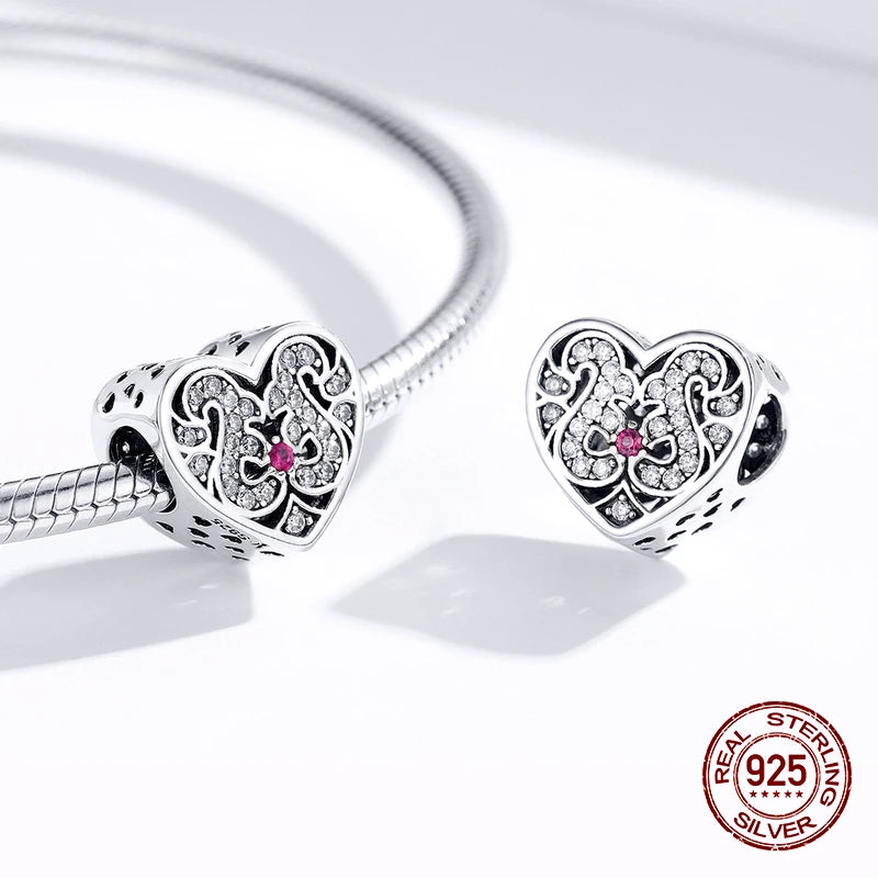 Heart Shape Love Charm for Bangle Bracelet Sterling Silver DIY Gift