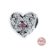 Heart Shape Love Charm for Bangle Bracelet Sterling Silver DIY Gift