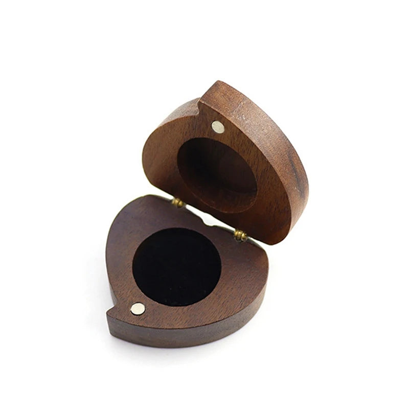Retro Heart Shape Wood Jewelry Box Ins Style Wooden Ring Flannel