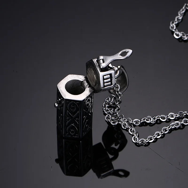 Retro Hexagon Wish Box Prayer Box Necklace Secret Stash Urn Jewelry