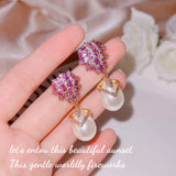 Amethyst Pearl Earrings 925 Stamp Purple Zircon Water Drop