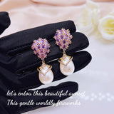 Amethyst Pearl Earrings 925 Stamp Purple Zircon Water Drop