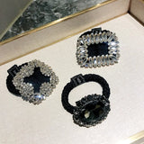 Retro High French Elastic Hair Bands Pearl Hairband Crystal Rhinestone Jewelry
