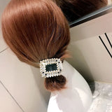 Retro High French Elastic Hair Bands Pearl Hairband Crystal Rhinestone Jewelry