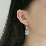 Retro Hollow Earrings with Zirconia S925 Sterling Silver Jewelry